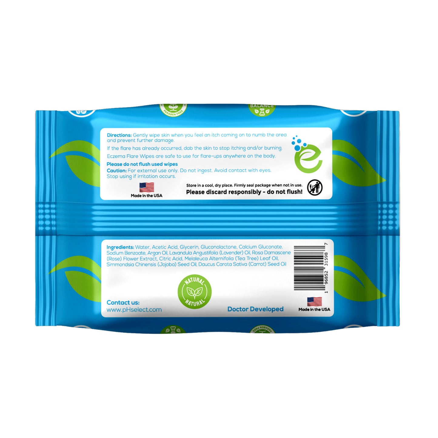 Eczema Flare Wipes back packaging photo