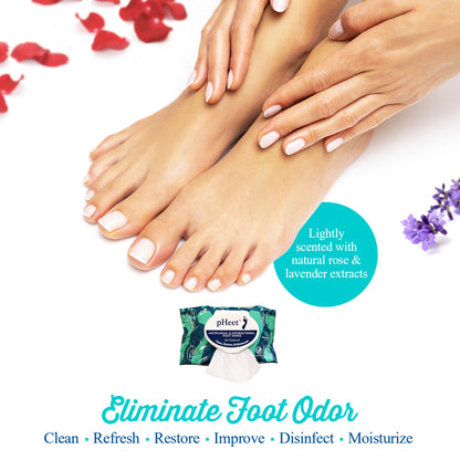 Lightly scented with natural rose and lavender extracts. Eliminate foot odor: clean, refresh, restore, improve, disinfect and moisturize.