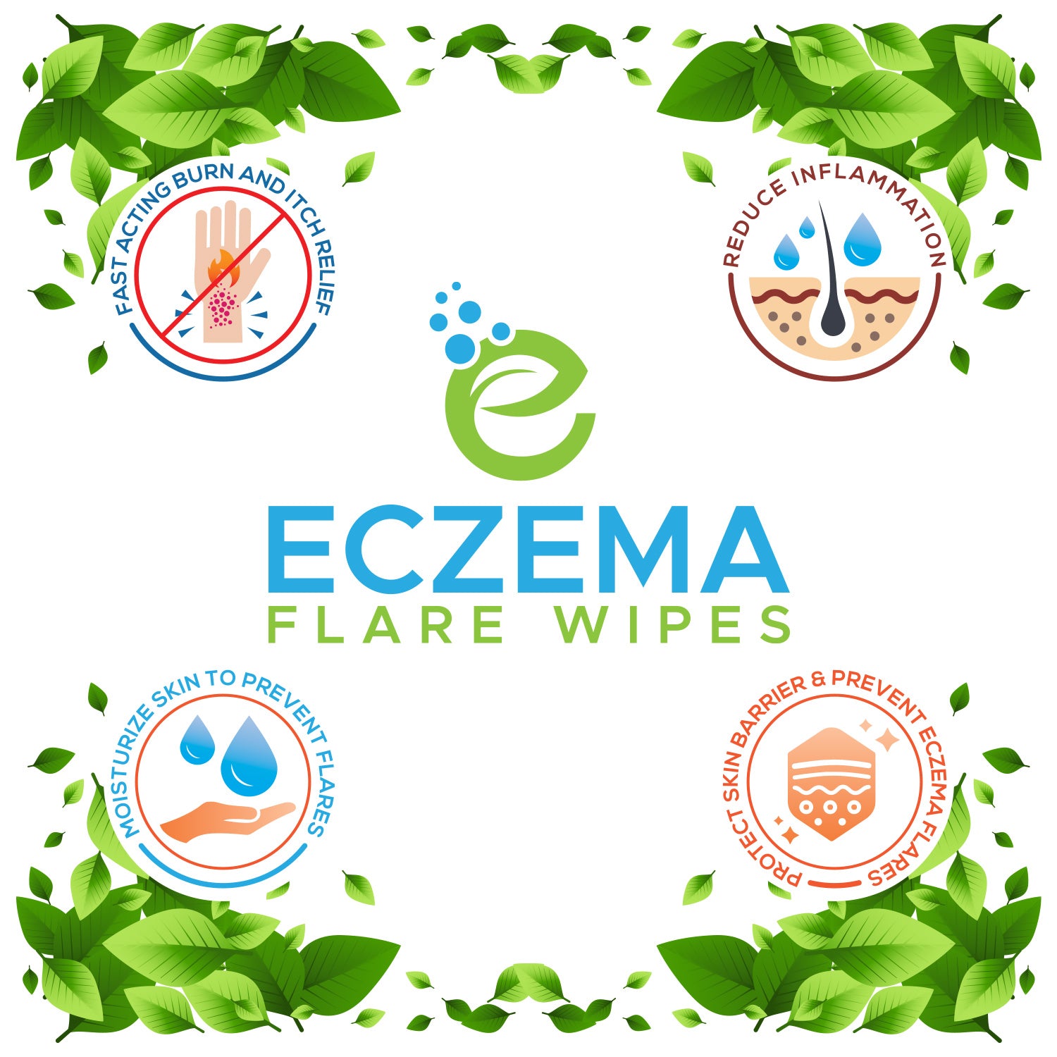 Eczema Flare Wipes: Fast Acting Burn and Itch Relief; Reduce Inflammation; Moisturize Skin to Prevent Flares; Protect Skin Barrier & Prevent Eczema Flares