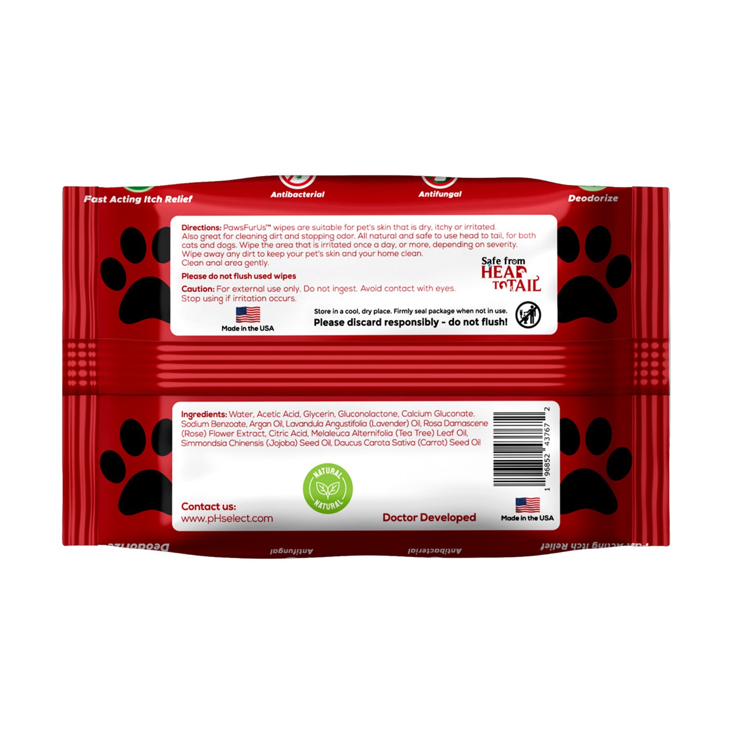 PawsFurUs Pet Wipes back packaging photo