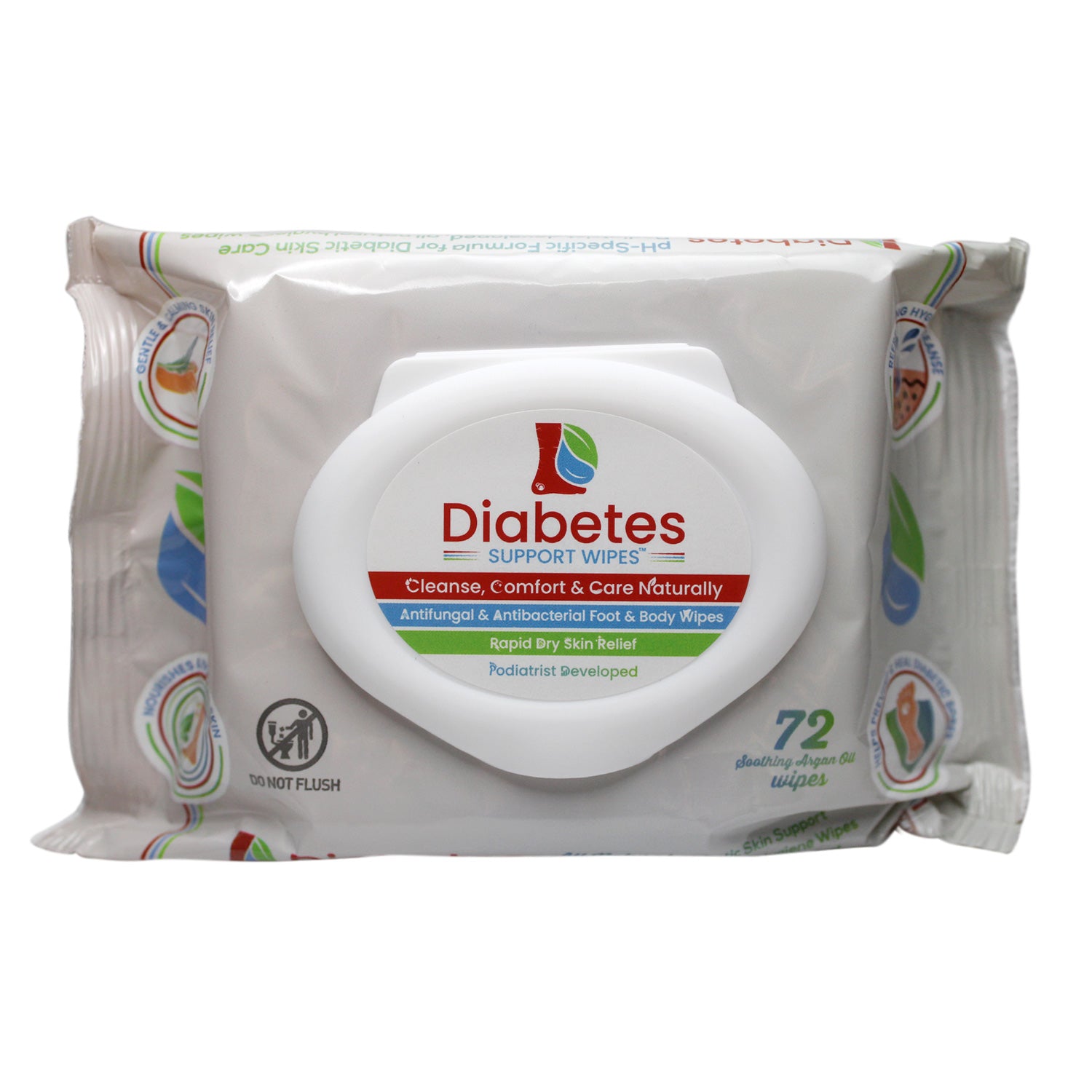 Diabetes Support Wipes front packaging photo