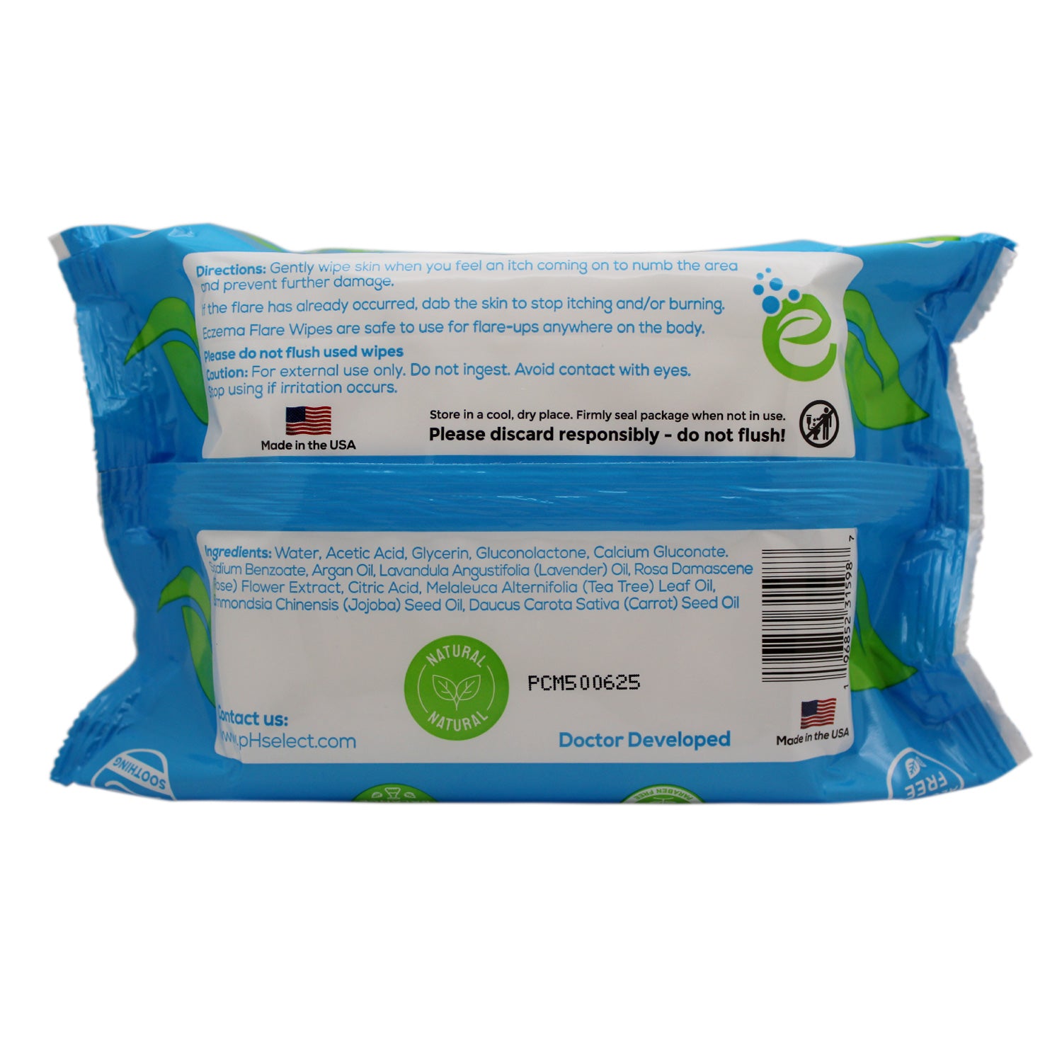 Eczema Flare Wipes back packaging photo