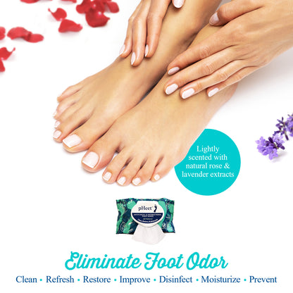 Lightly scented with natural rose and lavender extracts. Eliminate foot odor: clean, refresh, restore, improve, disinfect and moisturize.