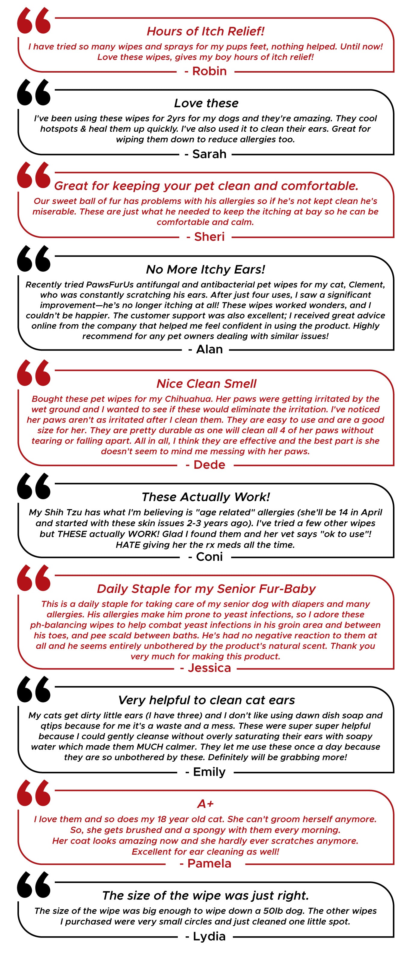 Customers said many amazing things about our PawsFurUs Pet Wipes. They all loved them!