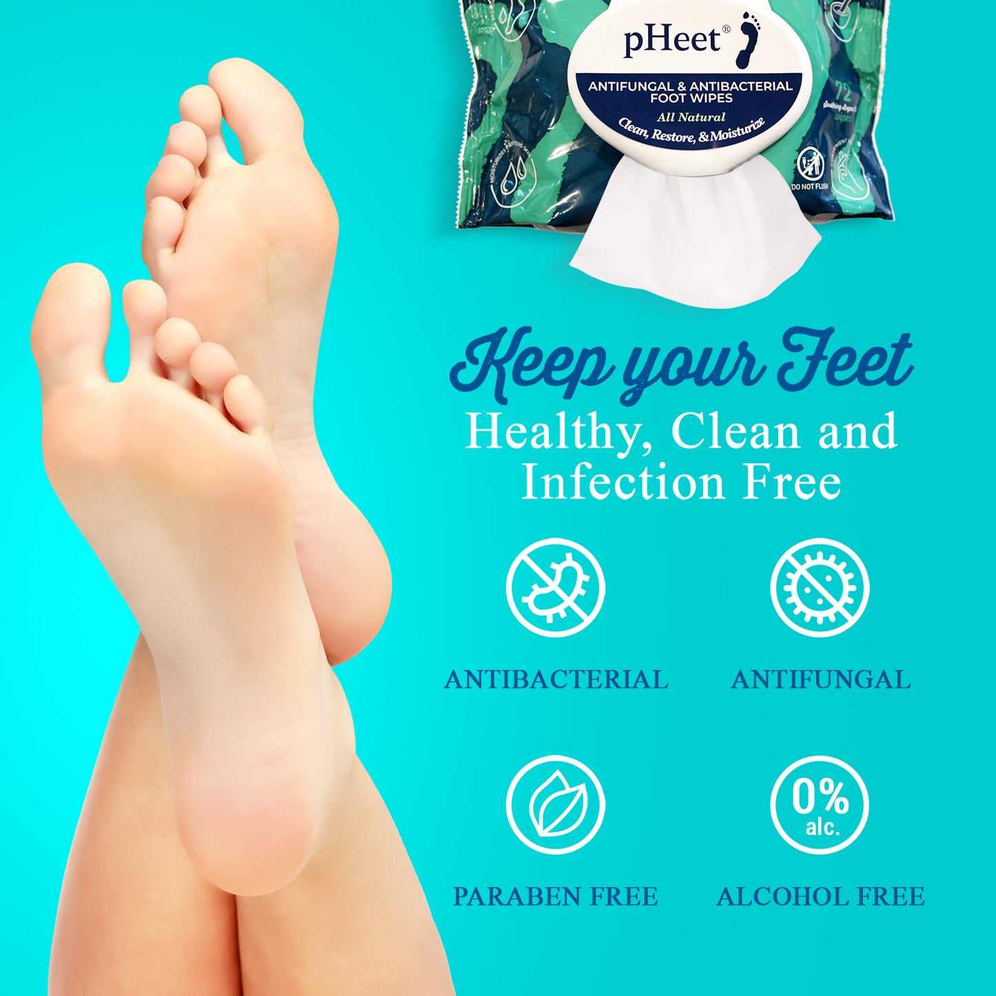 Keep your feet healthy, clean and infection free. It is antibacterial, antifungal, paraben free and alcohol free.