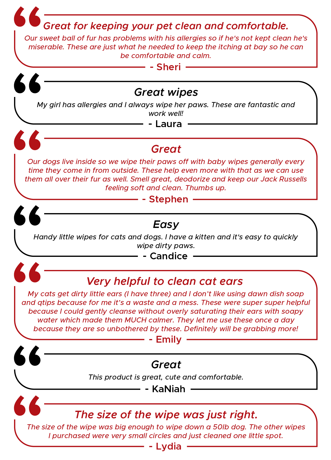 Customers said many amazing things about our PawsFurUs Pet Wipes. They all loved them!