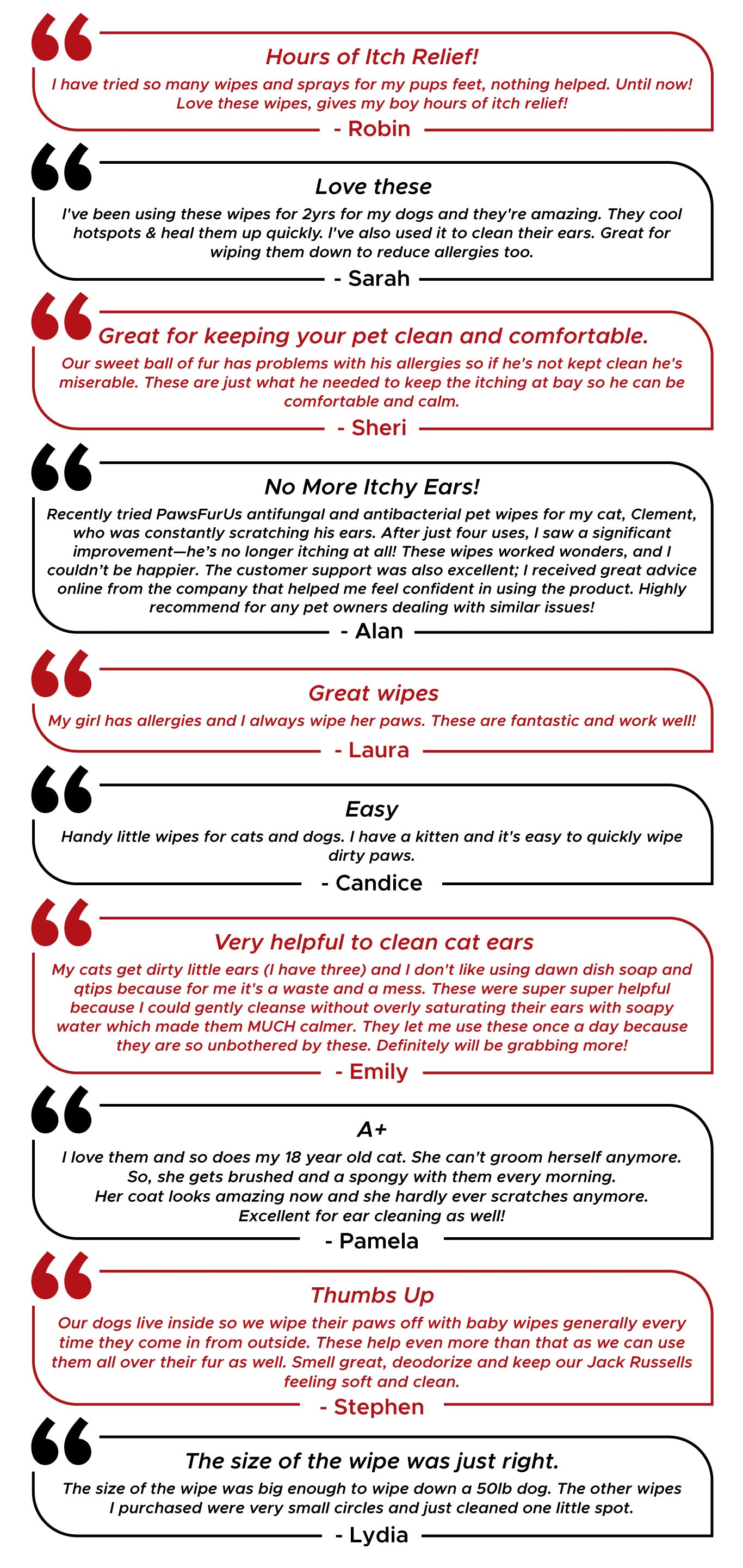 Customers said many amazing things about our PawsFurUs Pet Wipes. They all loved them!