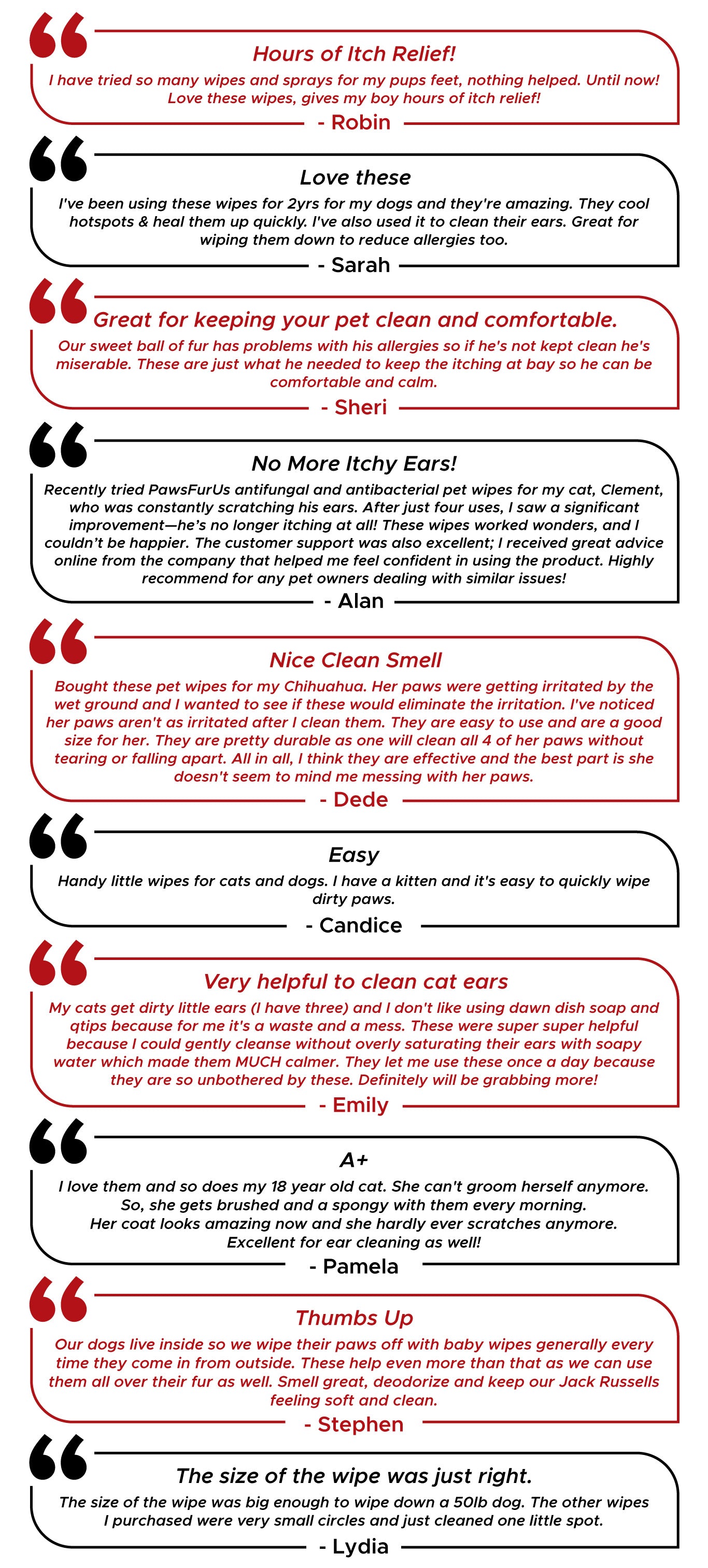 Customers said many amazing things about our PawsFurUs Pet Wipes. They all loved them!